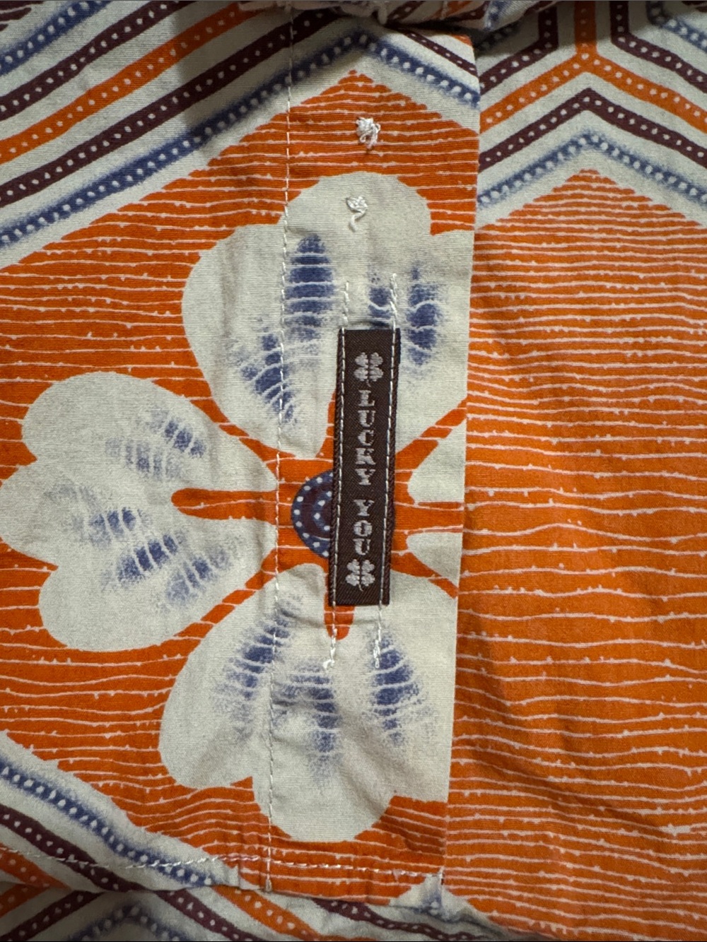 Vintage Lucky Brand Geometric Floral Long Sleeve Button Down Shirt Orange-XL - Picture 7 of 10